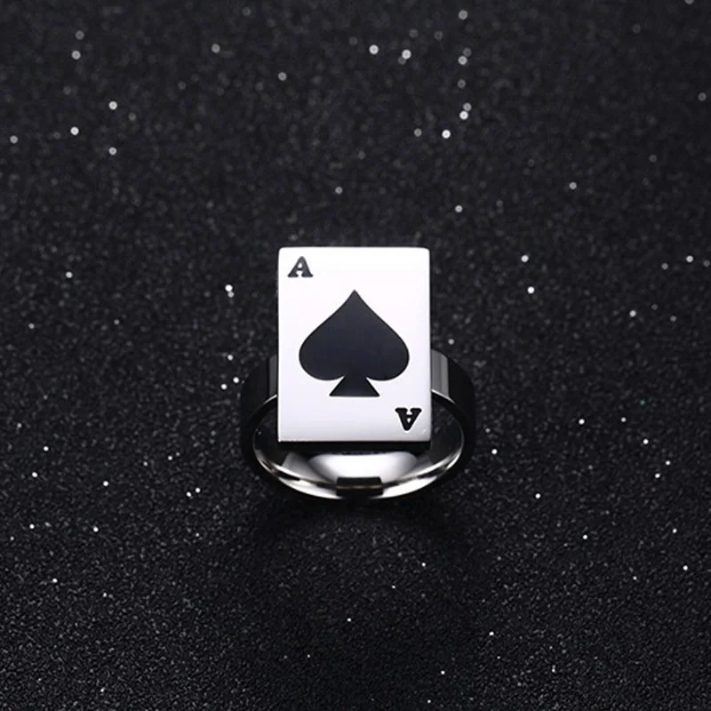Уникальные кольца с изображением покера для мужчин Spades символ серебряного цвета