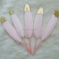 gold dipped feathers pink and gold baby mobile feathers new baby girl party decor dream catcher feathers deco50pcslot