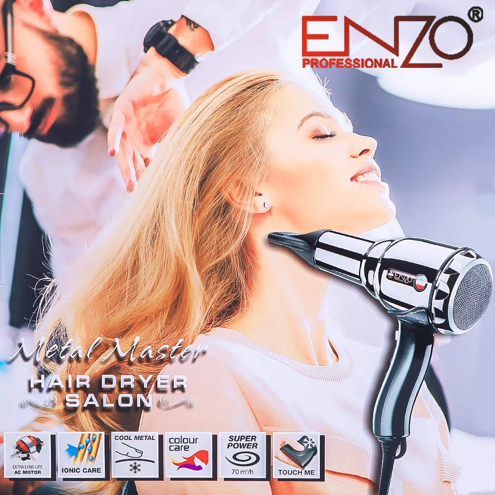 

ENZO 8000W Professional Hair Dryer Diffuser Powerful Blow Dryer Brush AC Motor All Metal Strong Wind Barber Salon Tools Nozzle