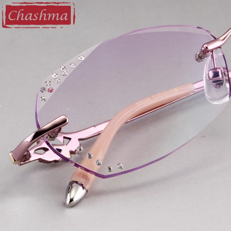 Женские дизайнерские очки Chashma без оправы с прозрачными каменными линзами по