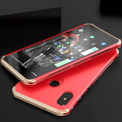 Чехлы для xaio mi x 2 S Чехол Capa с жесткой задней панелью металлический бампер Бизнес крышка чехол для телефона для mi x 2 S mi x2S металлический защитный чехол для телефона - Цвет: red and gold