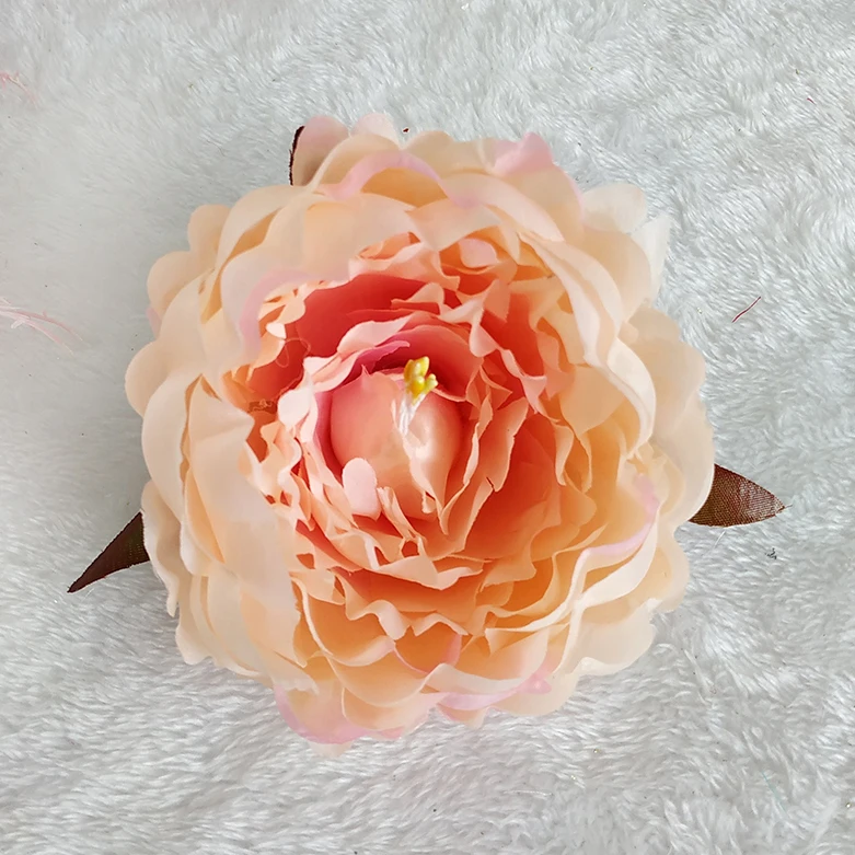 Champagne pink 10 шт. высокая имитация ядро Пион цветок голова Шелковый цветок DIY свадебный цветок стены фон украшение Шелковая Роза - Цвет: Champagne pink