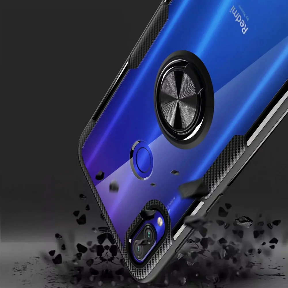 For Xiaomi Redmi Note 7 Note7 Pro Transparent Magnet Car Holder Case Ring Cover Cases |