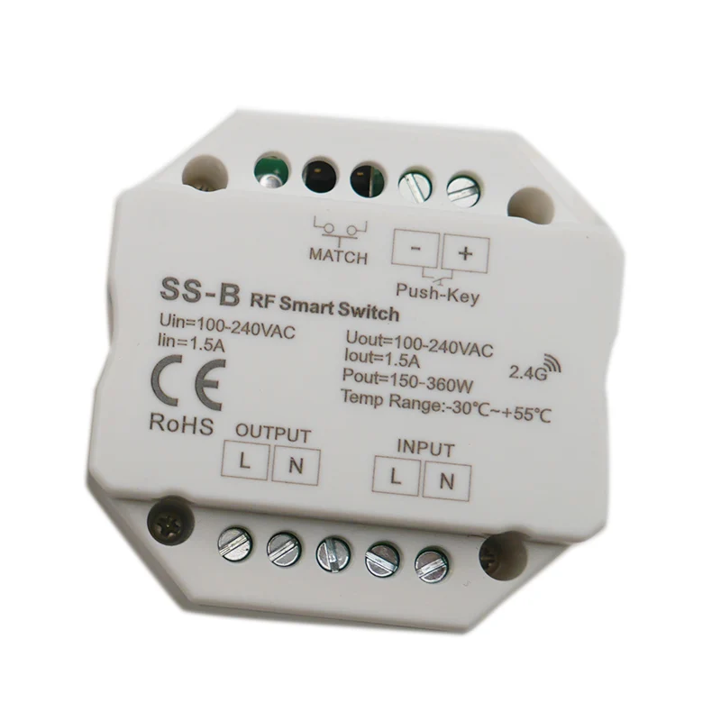 SS-B S1-B/SS-B AC Triac RF Smart Switch output 100-240VAC 1A 240W 1.5A 360W RF smart switch с релейным выходом led контроллер - Цвет: SS-B