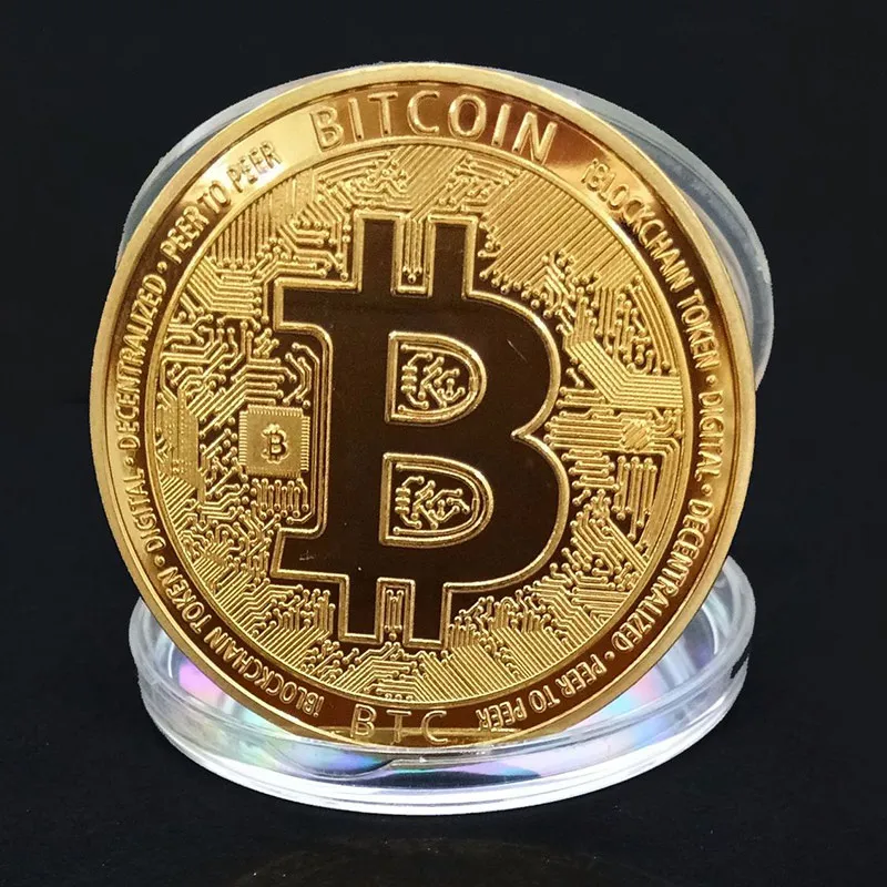 Gold Стиль физический Биткоин металлический Бит монета BTC чехол отличный подарок имитация памятной арт-коллекция монет BTC медаль - Цвет: Gold