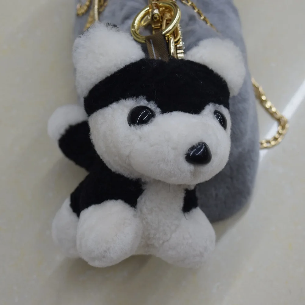 Милое кольцо для ключей с натуральным мехом собаки хомяк плюшевый Pengpeng Брелок