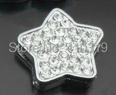 

Wholesale 20pcs/lot 18mm Full Rhinestone Star Alloy Slide Charm DIY Alphabet Accessories