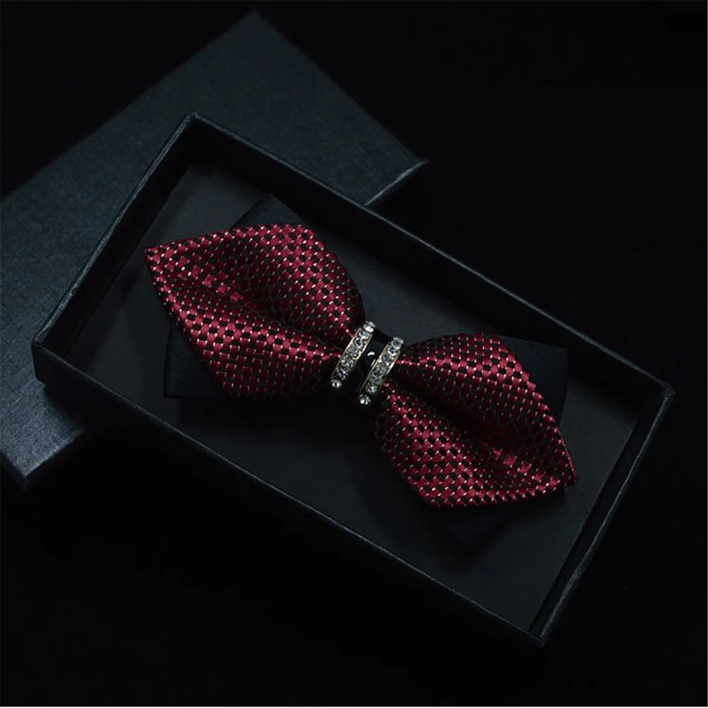 Роскошные Bling Crystal украшения из металла острые углы галстук-бабочка Свадебная вечеринка Банкетный клуб Бизнес бабочка узел Для мужчин аксессуары