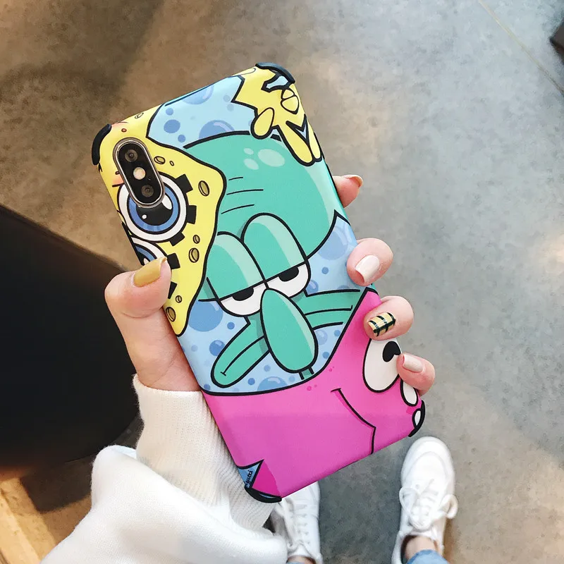 For iPhone XS Max Cute Squidward Tentacles phone Cases iphone XR X 7 7plus 6 6s 6SP 8 8Plus Cartoon Sailor moon back cover |