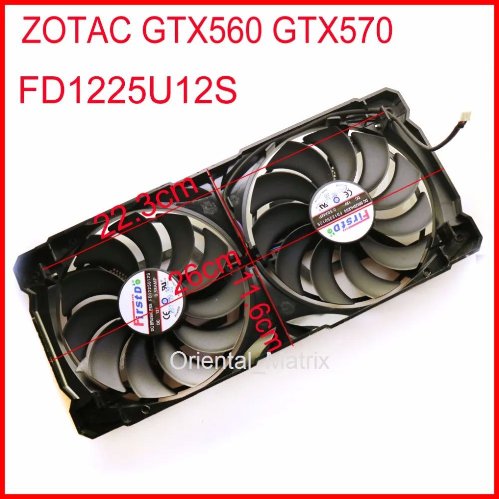 

Бесплатная доставка FD1225U12S 110 мм 12В 0.58A 4Pin для ZOTAC GTX560 GTX570 охлаждающий вентилятор для видеокарты