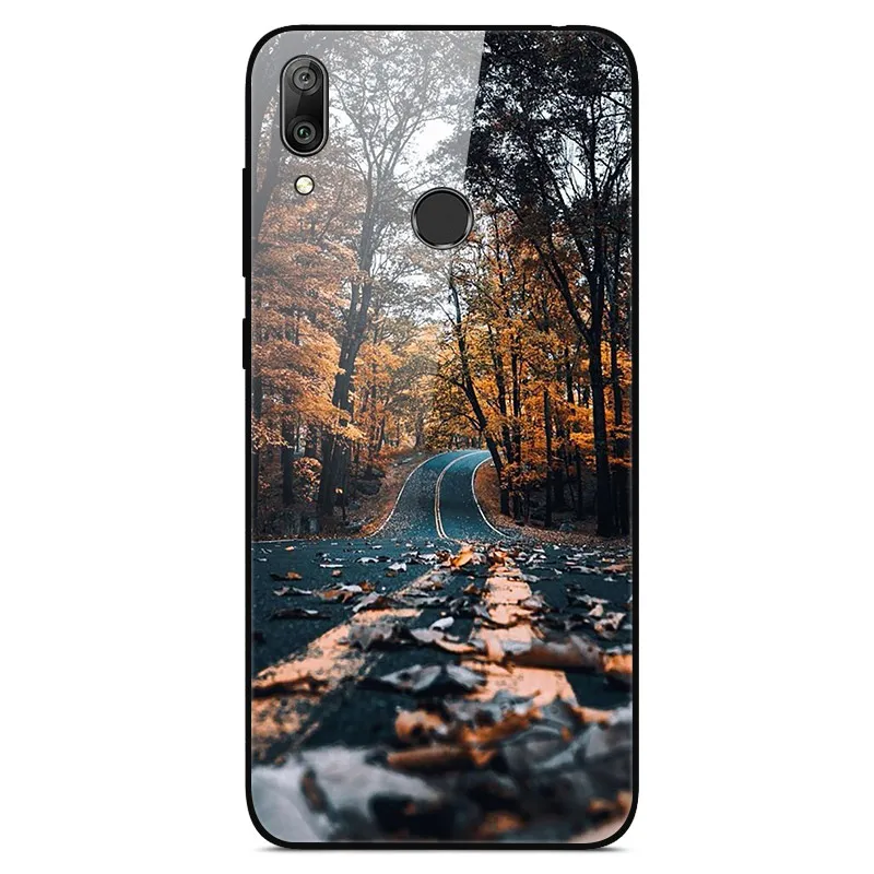 11 Чехол для телефона s для huawei Y7, жесткая задняя крышка из закаленного стекла для huawei Y7, чехол Y 7, мягкий бампер, художественный чехол 6,26 - Цвет: 11