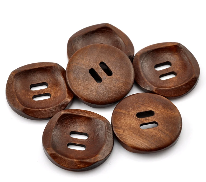 DoreenBeads 4 шт. кофейные 2 отверстия круглые деревянные Швейные Кнопки 30 мм (1 1/8 &quot)