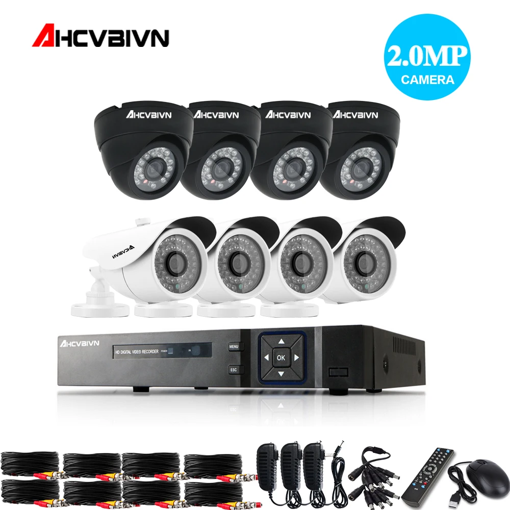 8 канальная система видеонаблюдения 1080P HDMI AHD CCTV DVR шт. 2.0MP 3000TVL IR белая купольная