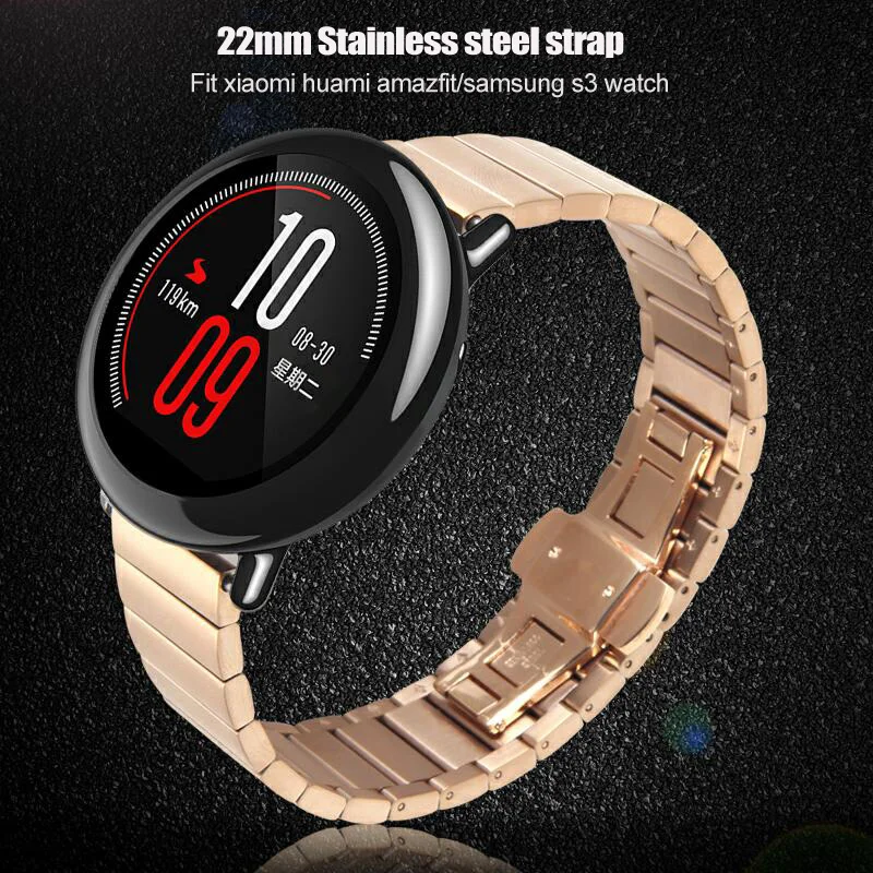 Часы-браслет AMAZFEEL для Xiaomi Amazfit, металлический ремешок из нержавеющей стали, ремешок Huami Amazfit Stratos, ремешок Amazfit pace, 2 ремешка, 22 мм