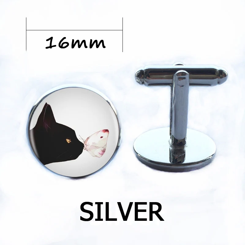 Подвеска "Черная кошка и бабочка" с длинной цепью из серебра высокого качества, изготовленная вручную для женщин.