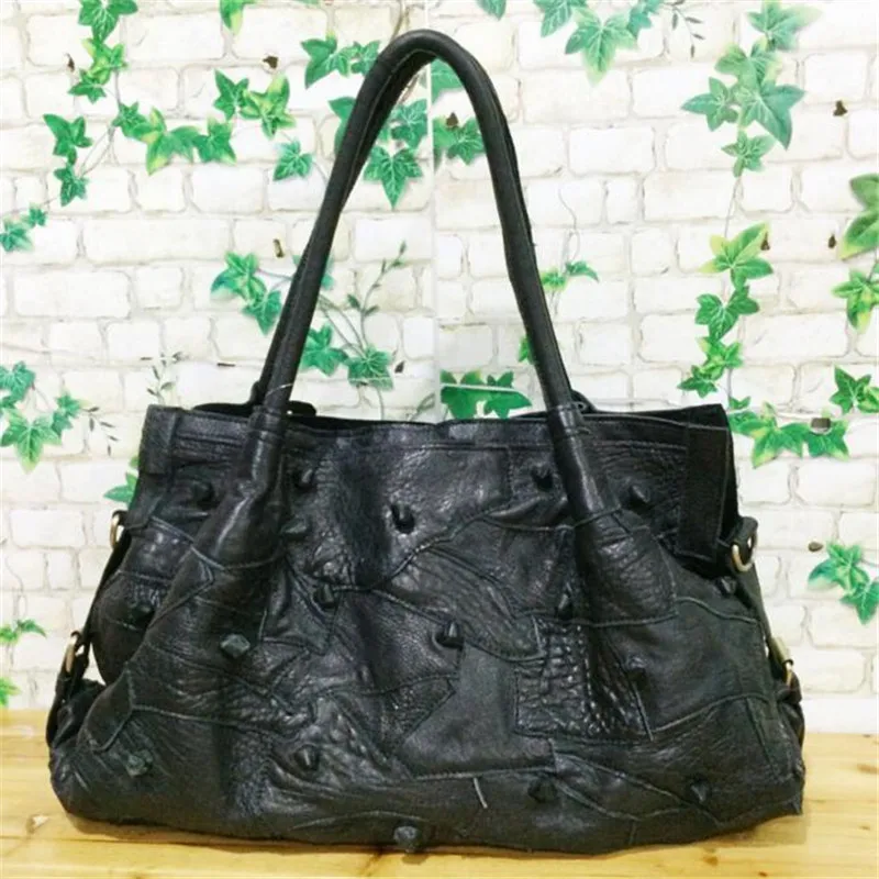 High Quality Genuine Leather Ladies Handbags 100% Cowhide Women Shoulder Bags Fashion Brands Large Black Messenger Bag A824 | Багаж и