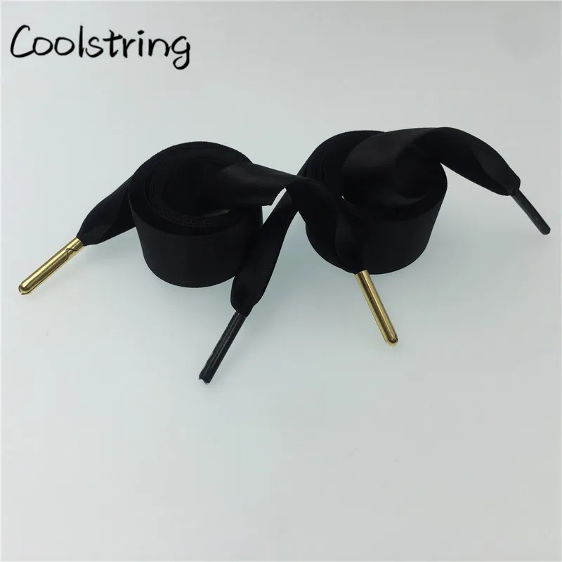 Coolstring/двухсторонние глянцевые шифоновые шнурки для обуви 70-160 см, плоские шелковые Ленточные кроссовки со шнурками шириной 2,22 см, 1 пара, Прямая поставка