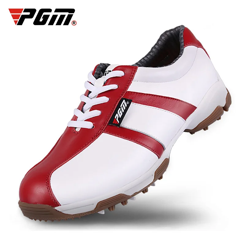 

Women Genuine Leather Golf Shoes Waterproof Spikes Skidproof Sneakers Breathable Patent Design Golf Shoes AA51037