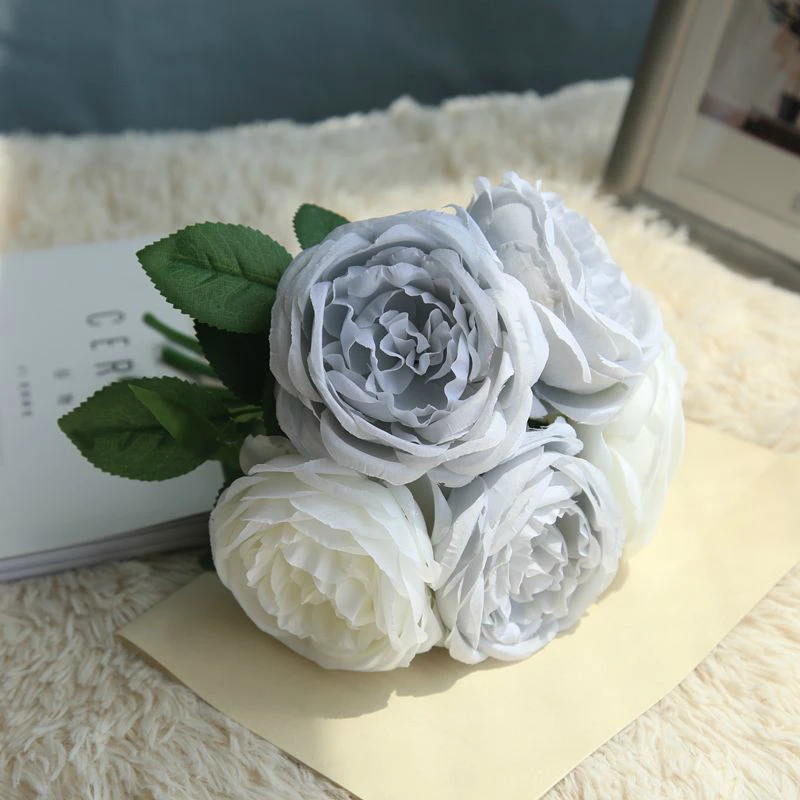Wedding Decoration Artificial Rose Flowers 1 Bouquet DIY Party Home Decor Simulation Purple Pink Roses | Дом и сад
