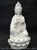26 cm delicate chinas dehua white porcelain goddess guanyin bodhisattva statue