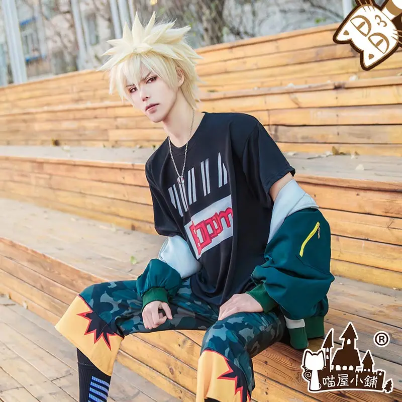 Мой герой academic Bakugou костюм кацуки для косплея Хэллоуина Униформа пальто + брюки