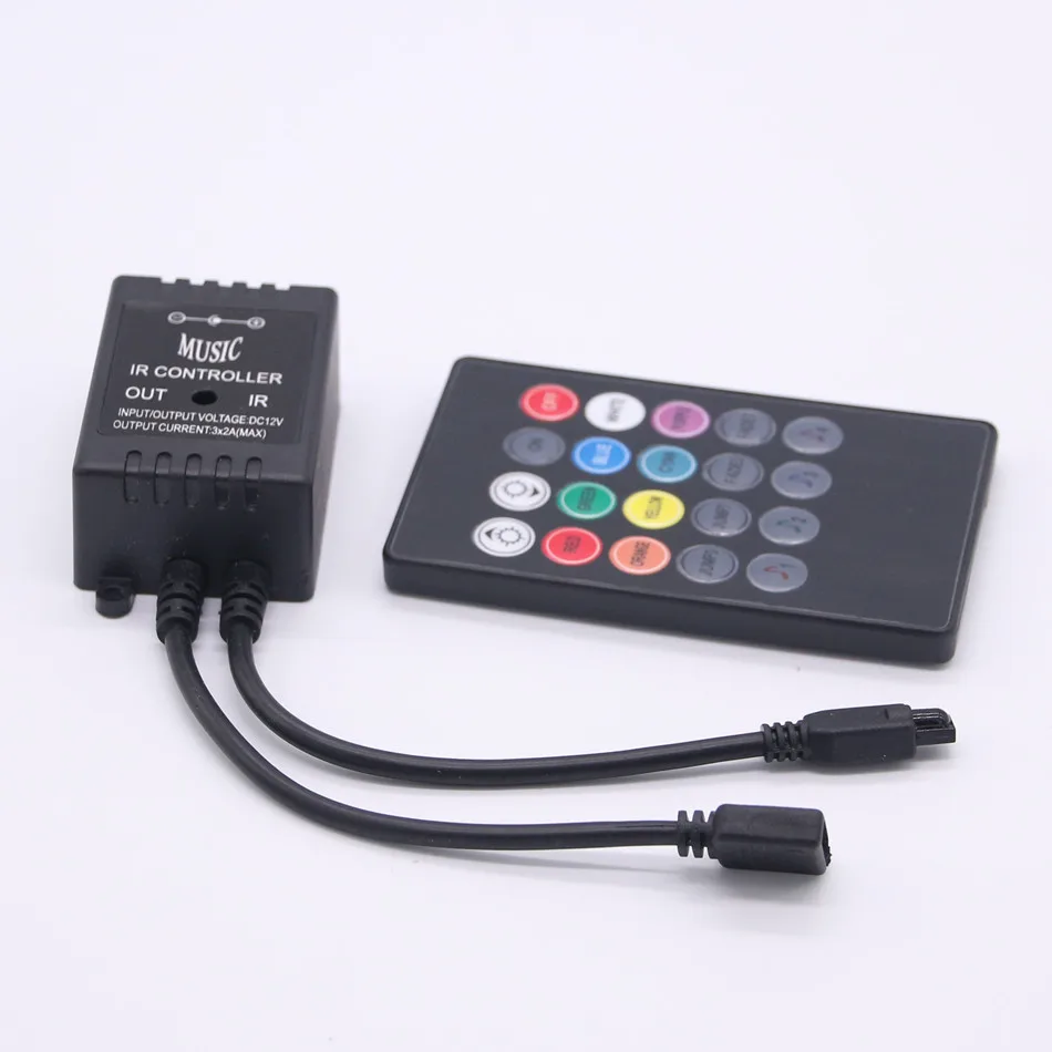 LED RGB музыкальный контроллер DC 12 24 В 3 канала 6A 20Key Звуковой Датчик ИК пульт