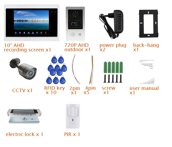 1200TVL 1" телефон видео домофон запись экран комплект устройство чтения RFID двери камера обнаружения движения магнитный замок