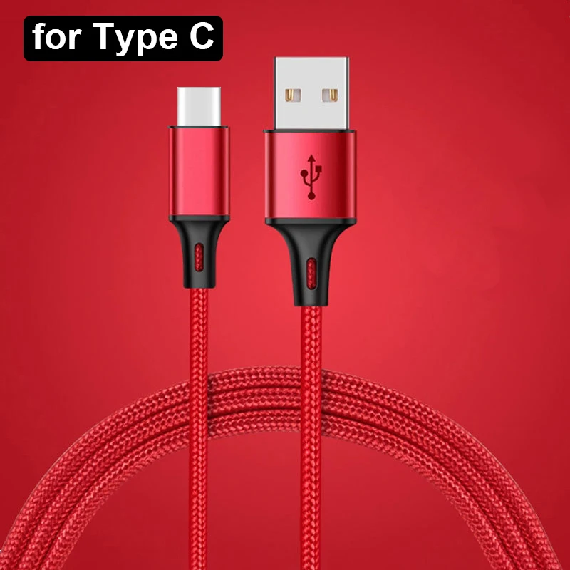Type C-Red Зарядный кабель для передачи данных для iPhone X 10 XS MAX XR 8 7 6 s 6S 5 5S SE type C Micro USB Android зарядный провод короткий длинный 1 м 2 м 3 м - Цвет: Type C-Red