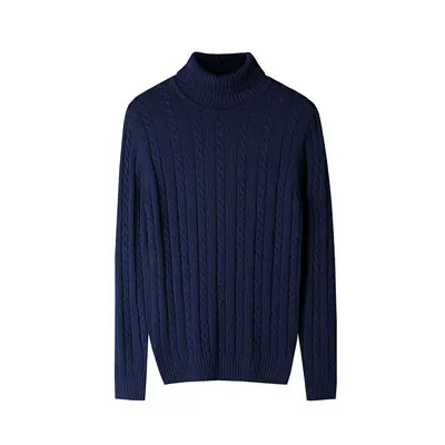 Dark blue Woodoice, брендовая одежда, мужские свитера с высоким воротом, мужские пуловеры, тонкие мужские вязаные свитера, верхняя одежда, повседневные длинные свитера - Цвет: Dark blue