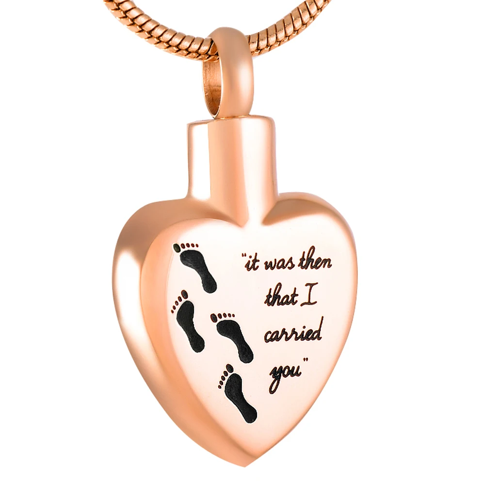 

CMJ8466 It was then I carried you Memorial Urn Pendant Keepskae Necklace Cremation Jewelry for Ashes Heart Pendant