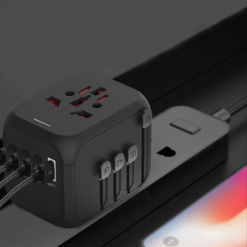 Международный Универсальный адаптер для путешествий с 3.4A 4 USB адаптер для путешествий по всему миру настенное зарядное устройство для Великобритании/ЕС/Австралии/Азии