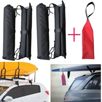 4PC Car Roof Bar Cover Rack Pads for Kayak Canoe SUP Snowboard with 1PC Long Load Safety Tow Flag