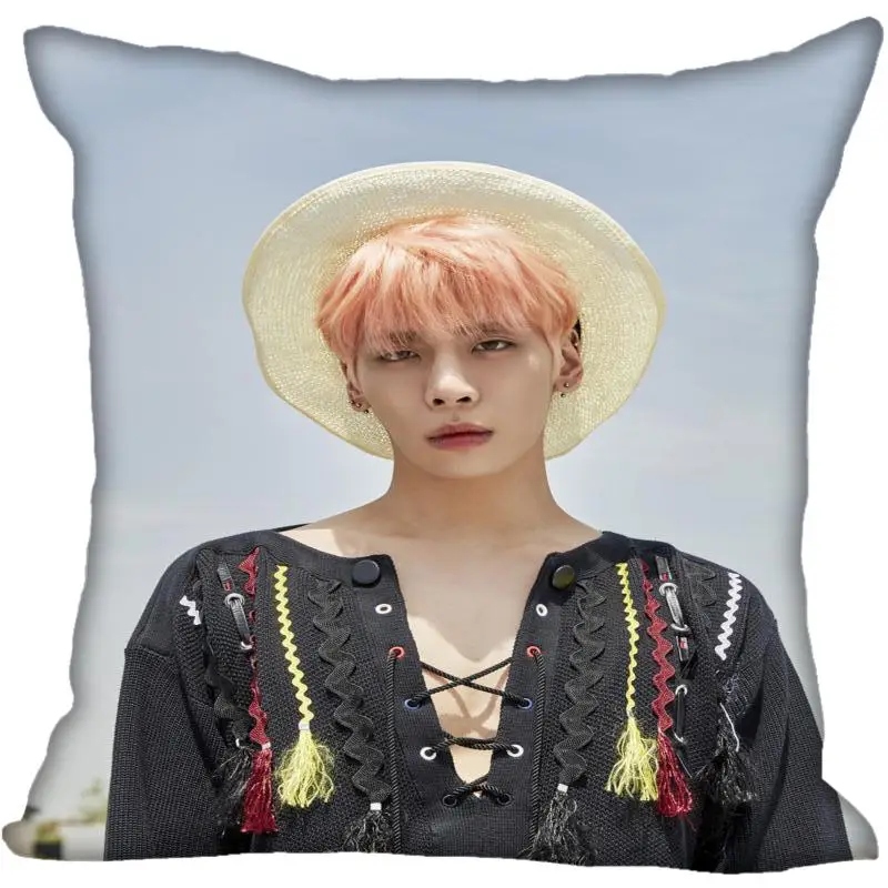 Пользовательские Kpop SHINee Ким йонгхюнь Печатных Квадратных шелковые наволочки 40x40 см, 35x35 см одна сторона атласная наволочка индивидуальный логотип - Цвет: 1