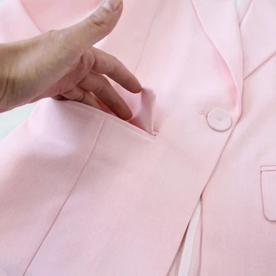 Pink Fashion suits Women's Summer New 7-point sleeve suit + wide leg high waist shorts thin women |