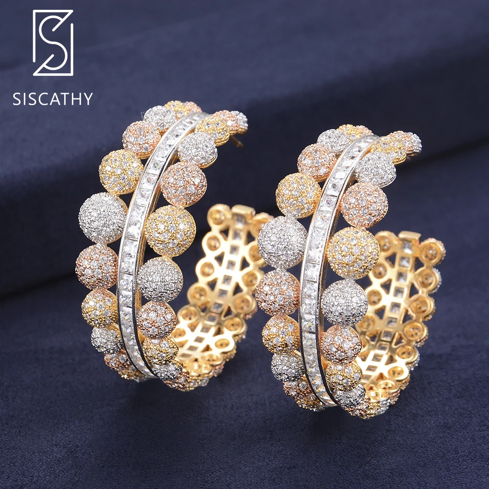 Женские серьги кольца SISCATHY роскошные в форме пузырьков из Кубического циркония