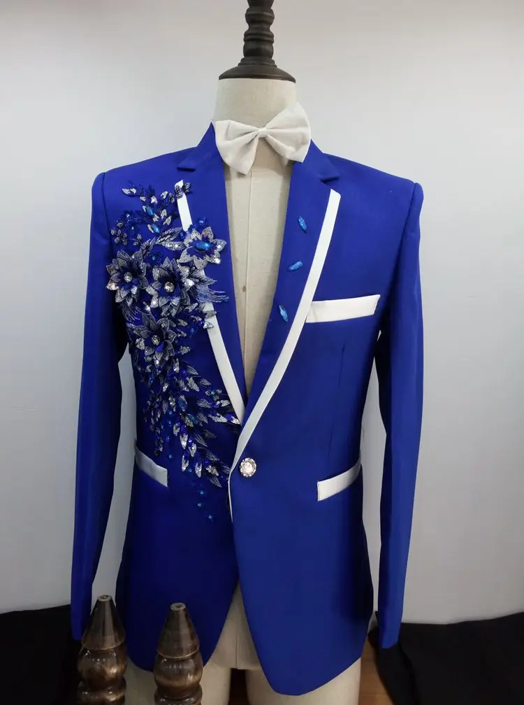 (Пиджак + галстук пояс штаны) костюмы мужской комплект из 2 предметов с блестками