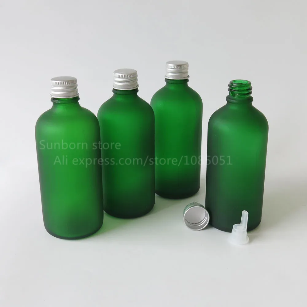500 шт./лот 100 мл зеленый матовый бостон круглая стеклянная бутылка с алюминиевыми