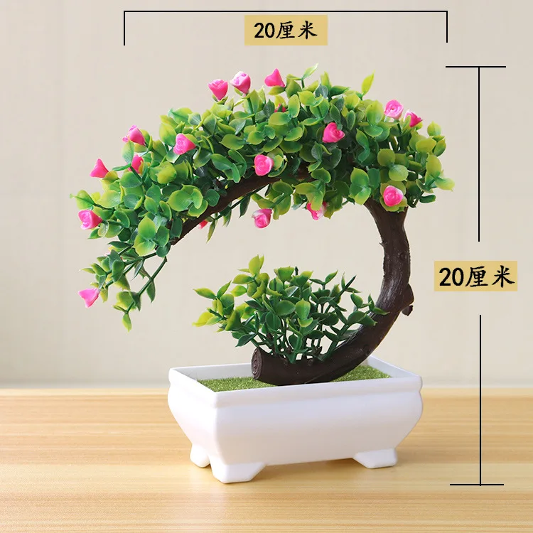 Rose Style Новые искусственные растения, бонсай, маленький горшок для дерева, растения, искусственные цветы, украшения в горшке для украшения дома, декор для сада в отеле - Цвет: Rose Style