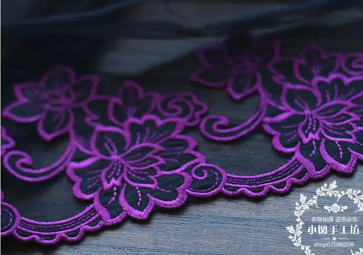 3 ярдов 17 см черная подложка фиолетовая вышивка кружевная сетчатая ткань