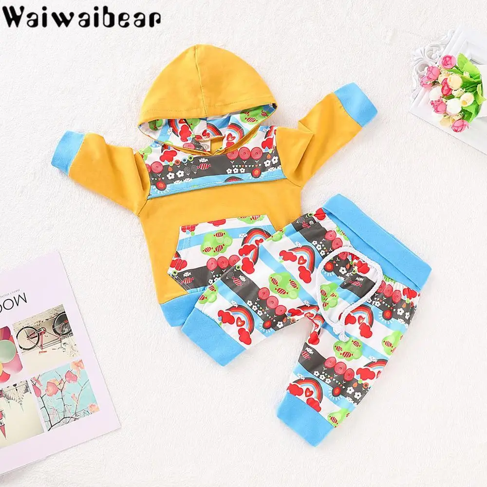 Весенние комплекты одежды Waiwaibear для маленьких мальчиков и девочек детские