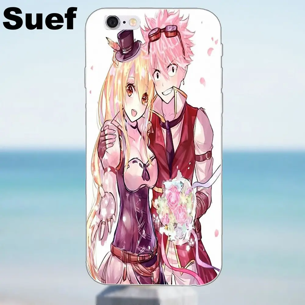 Мягкий защитный чехол Fairy Tail Natsu Lucy для iPhone X 4 4S 5 5S 5C SE 6 6S 7 8 Plus Samsung Galaxy J1 J3 J5 J7 A3 A5 2016
