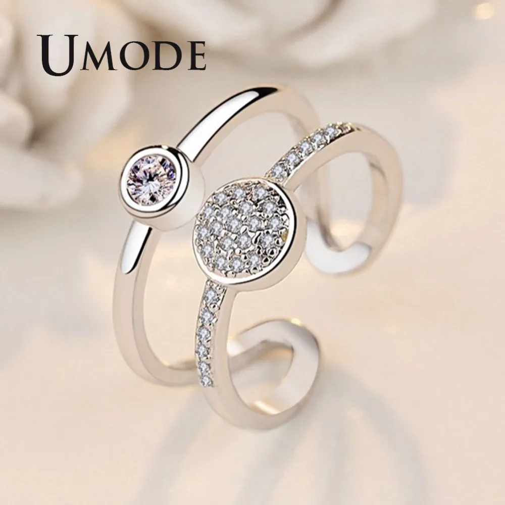 UMODE обручальные свадебные регулируемые Открытые Кольца для женщин круглые