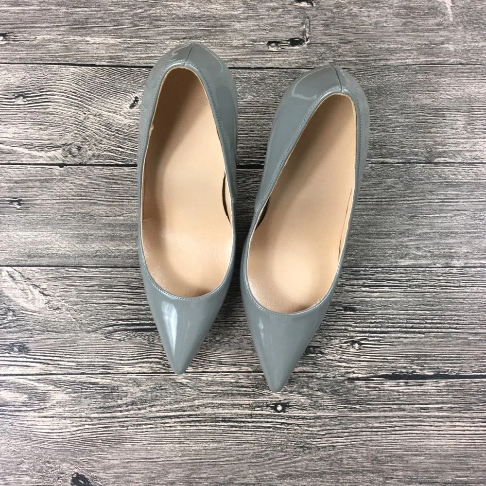 Новые женские туфли на высоком каблуке цвет СЕРЫЙ обувь из искусственной кожи