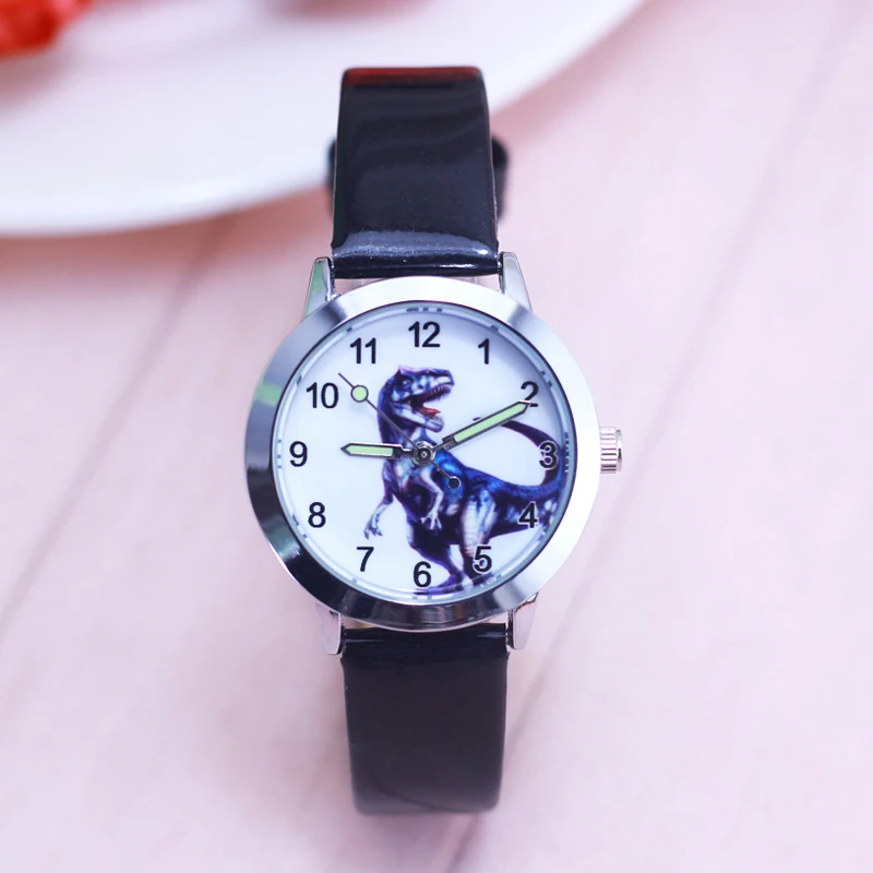 

2018 high quality children boys dinosaur anime cartoon quartz watches little kids casual luminous hands leather wrist watches