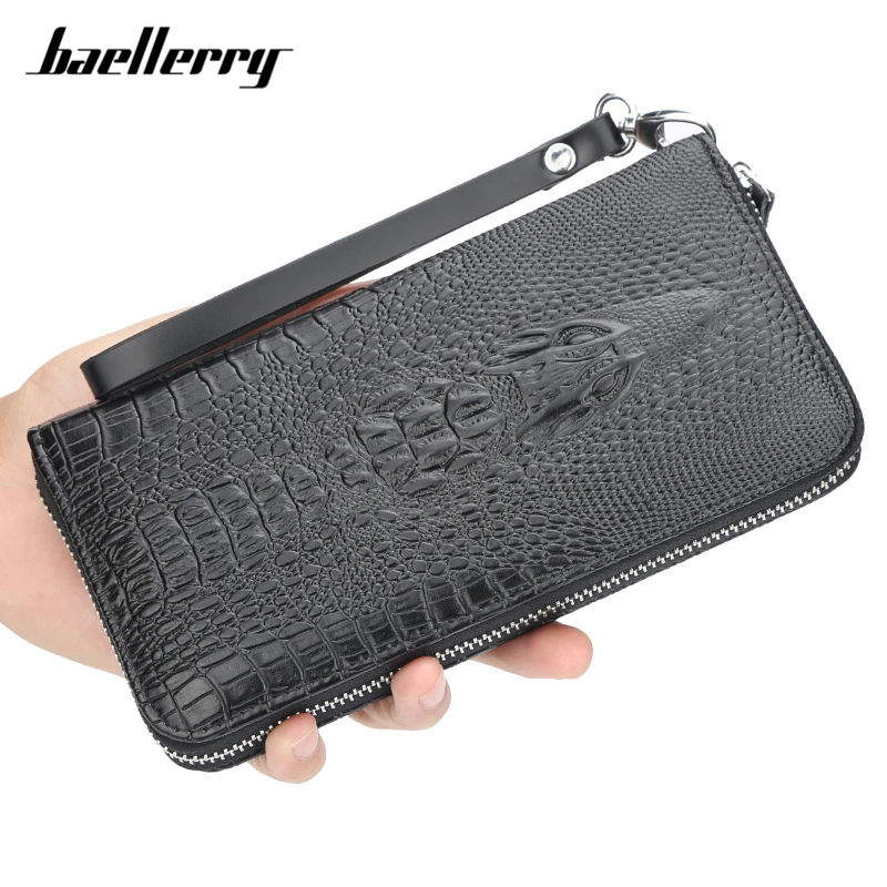 Мужской кошелек Baellerry с узором аллигатора большой объем длинный клатч кошельки