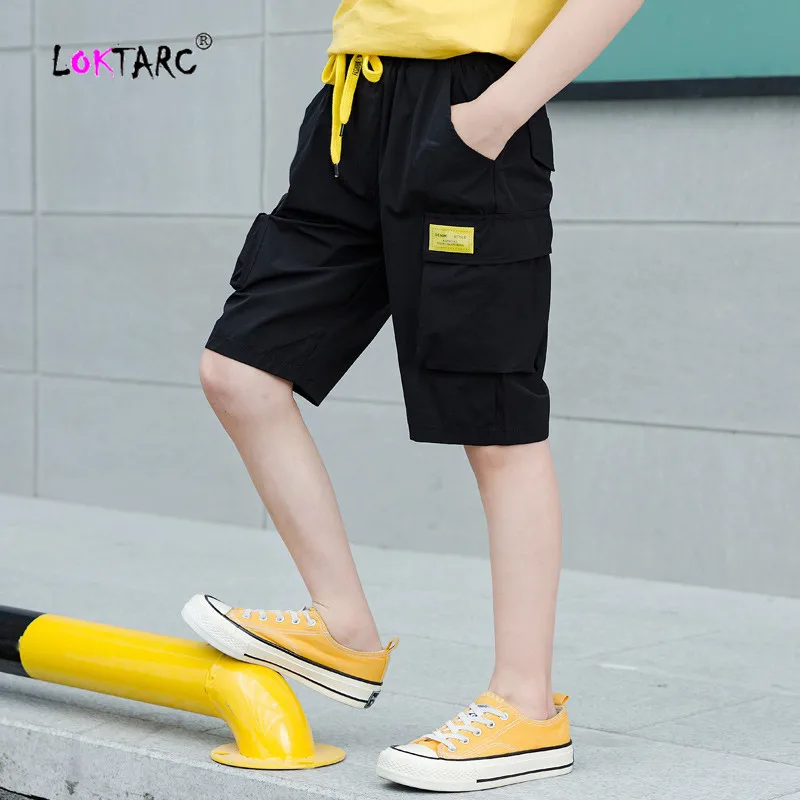 LOKTARC/шорты для мальчиков детские короткие штаны шорты-карго для маленьких мальчиков с несколькими карманами и завязками модные широкие брюки Cortos