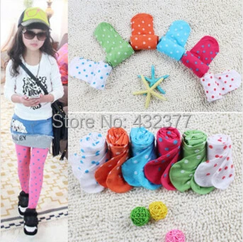 

New 2014 Baby Kids Girls dot Pattern Printed Leggings candy color Pants Underwear 3-8 Years Free&Drop Shipping