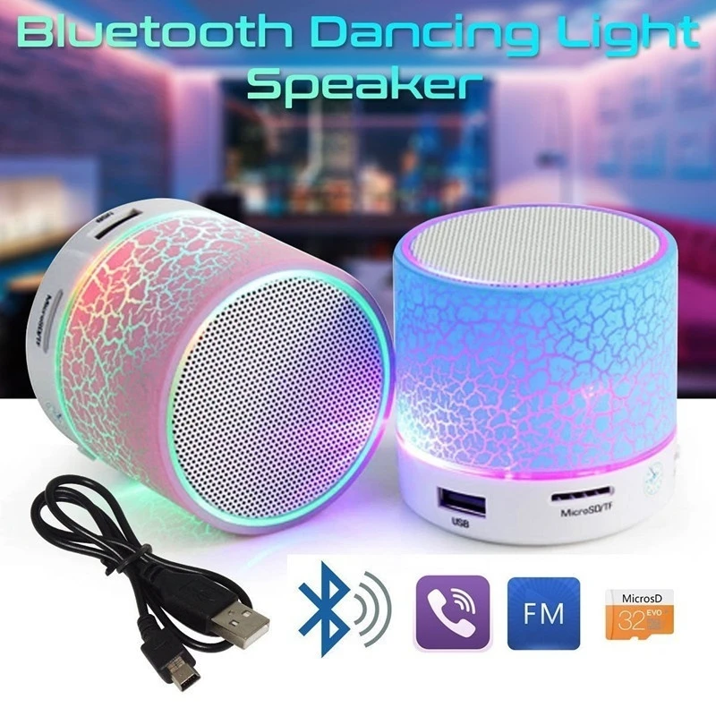 Колонка LED мини беспроводной Bluetooth динамик TF USB FM портативный музыкальный