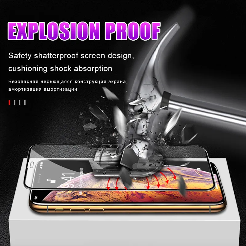 Изогнутое защитное стекло с полным покрытием 20D для iPhone 12 mini 11 XR XS Pro Max 6 6s 7 8 Plus 9H 2
