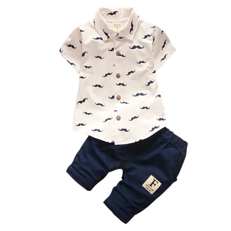 Baby Boy Clothing Sets Bebe Fashion T-shirt+Solid Pants Set Summer Kid Outfit Toddler Children Cotton Tracksuit Clothes |